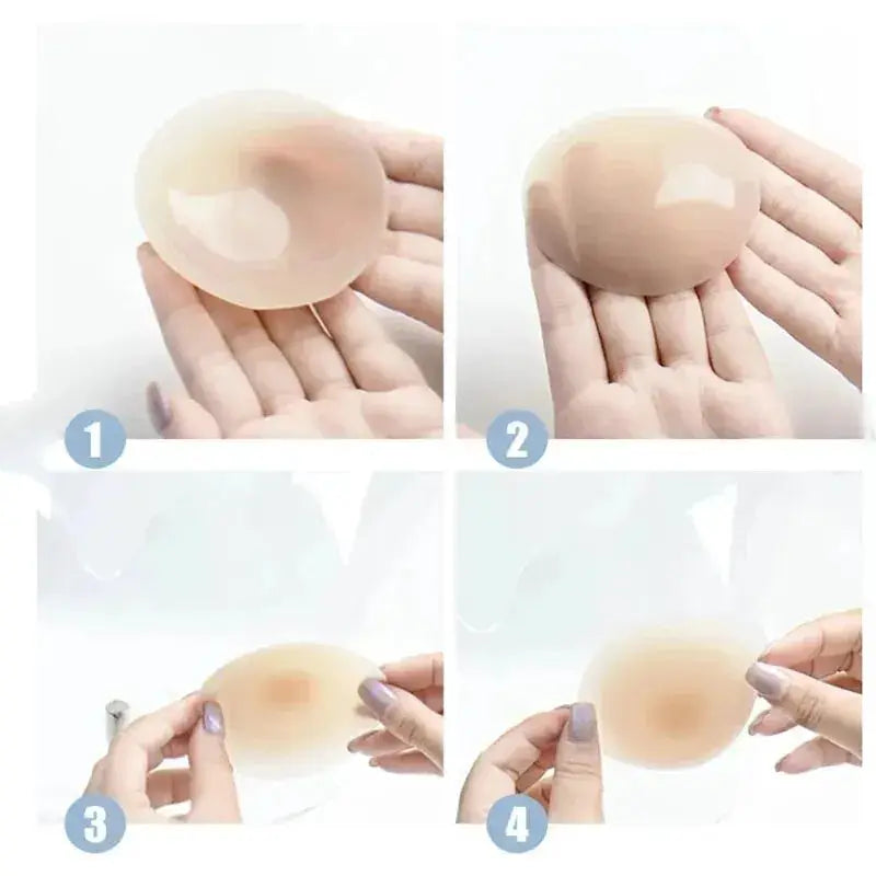 Simples Market nipple covers; 1 pair reusable skin-tone silicone breast petals with adhesive for strapless backless wear
