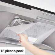 12 Pack Disposable Hood Oil Filter Paper Nonwoven For Cooker Hood Extractor Fan Grease Filter
