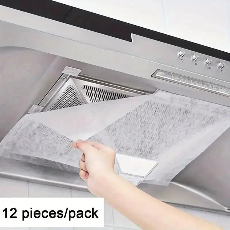 12 Pack Disposable Hood Oil Filter Paper Nonwoven For Cooker Hood Extractor Fan Grease Filter