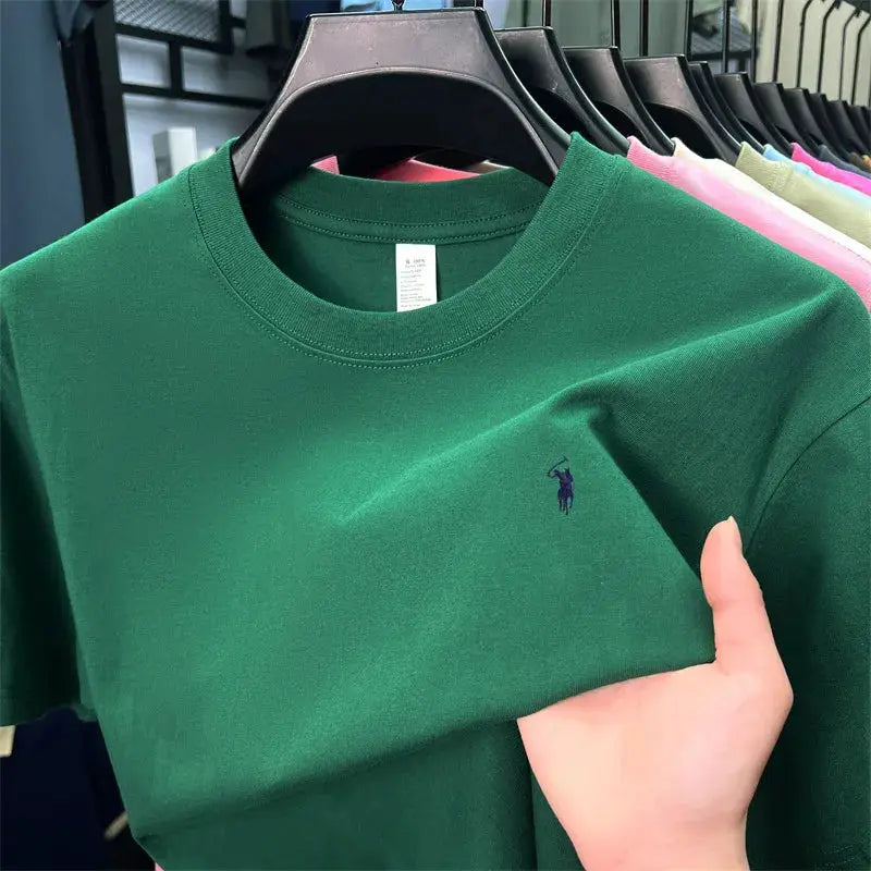 100% cotton men's short sleeve T-shirt fashion brand Paul Pony embroidery summer new high-end comfortable casual round neck top