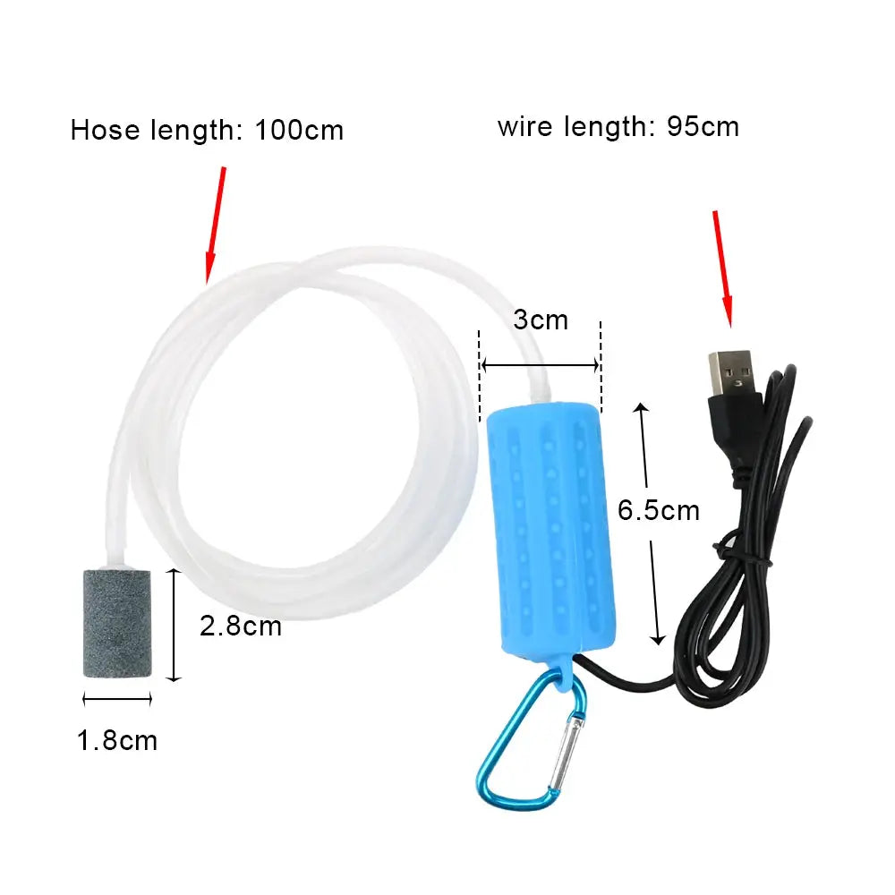 Mini USB Aquatic Air Pump For Fish Tanks And Terrariums Quiet Energy Saving Portable Oxygenation Device