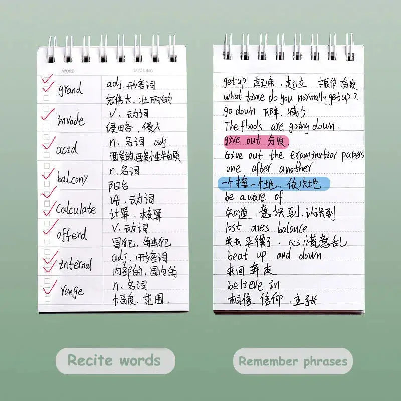 English word notebook set by Simples Market, two spiral vocab notebooks.