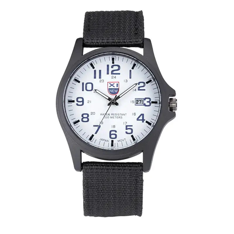 XINEW Mens Nylon Band Quartz Sports Watch With Date Display Casual Everyday Timepiece