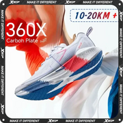 Xtep 360X Carbon Plate men's running shoes, white with blue outsole and pink accents