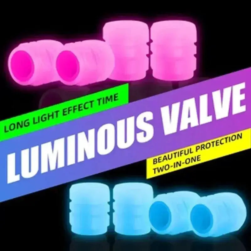 8 Pieces Luminous Valve Stem Caps For Motorcycle Bicycle Car Truck Fluorescent Night Glowing Safety Decor