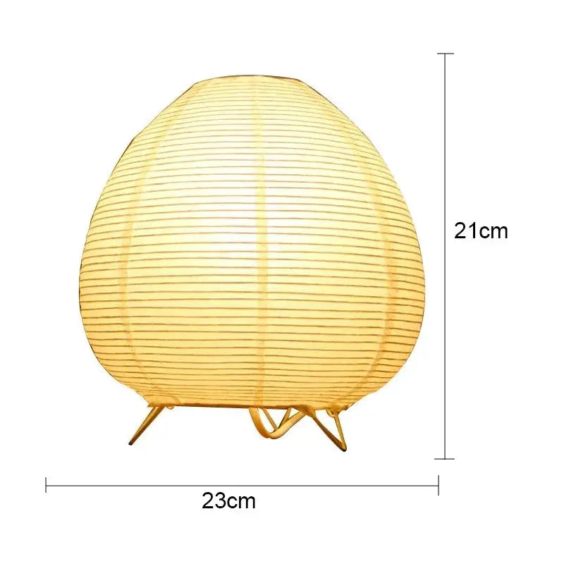 Japanese Lantern LED Table Lamp with rice paper shade, warm glow, 21×23 cm