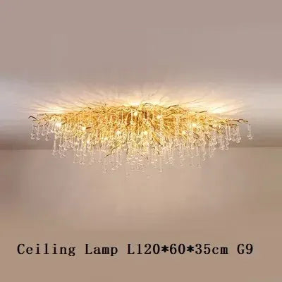 Royal Nordic crystal chandelier with gold chrome water-drop crystals, ceiling pendant light
