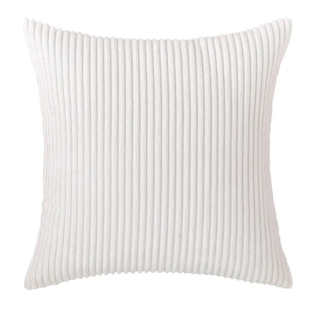 White corduroy striped pillow cover for sofa and bed soft decorative cushion
