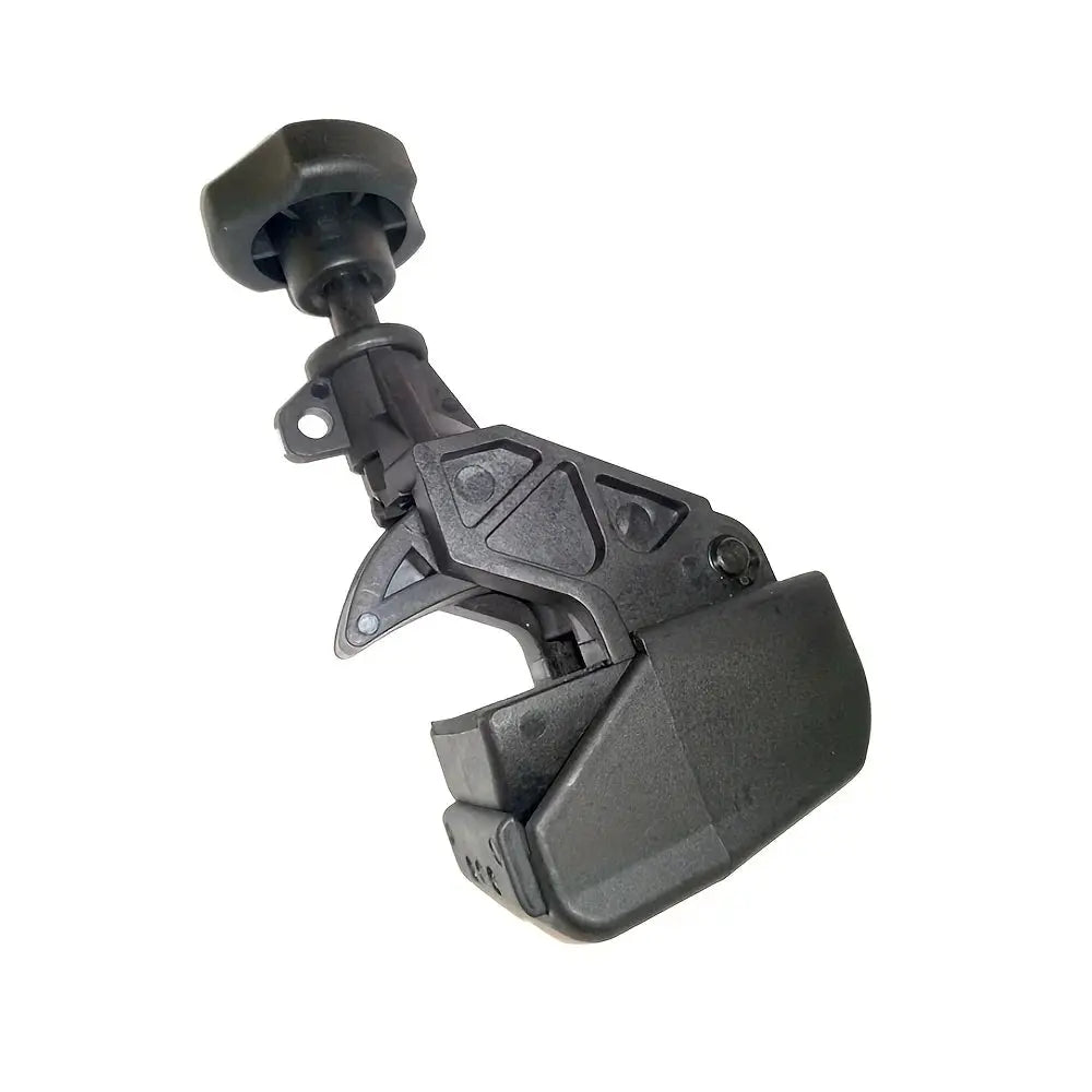 Tire changer tool with bead press and rim clamp, black plastic construction
