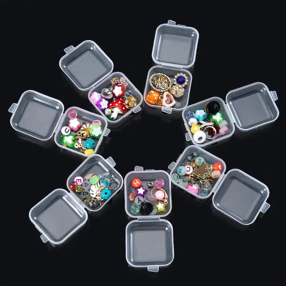 5 To 20PCS Mini Transparent Plastic Jewelry Storage Box Case Portable Earring Ring Earplug Organizer