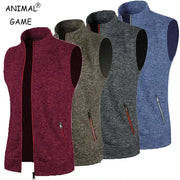 Simples Market men's zippered sleeveless vests; breathable solid-color outerwear in burgundy olive gray blue (4pcs)