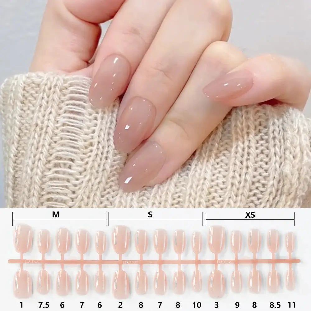 LuxeNail Gradient Nude Short Almond Press On Nails Full Cover Glossy Finish XS To M For Daily Wear