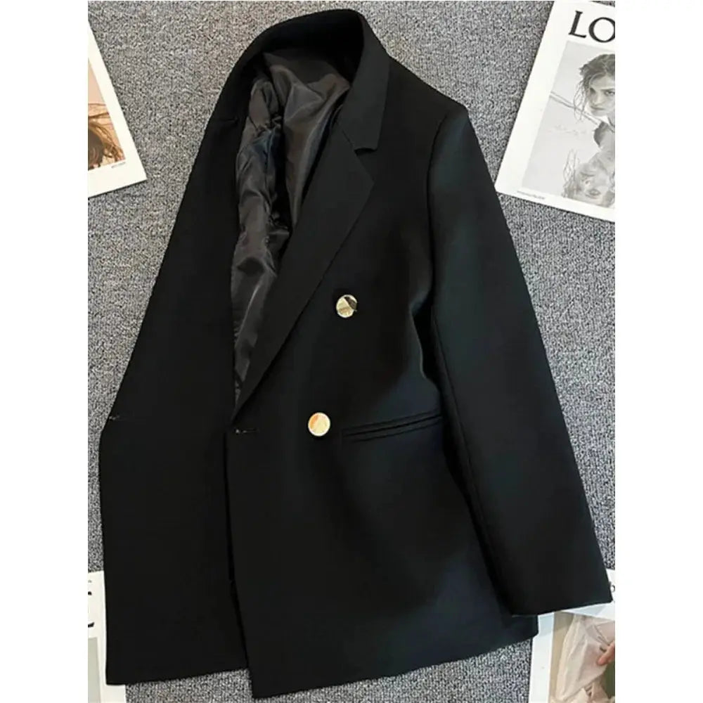 PrestigeLine Women Suit Blazer Elegant Coat For 2025 Spring And Autumn Korean Luxury Double Breasted Jacket Office Ready