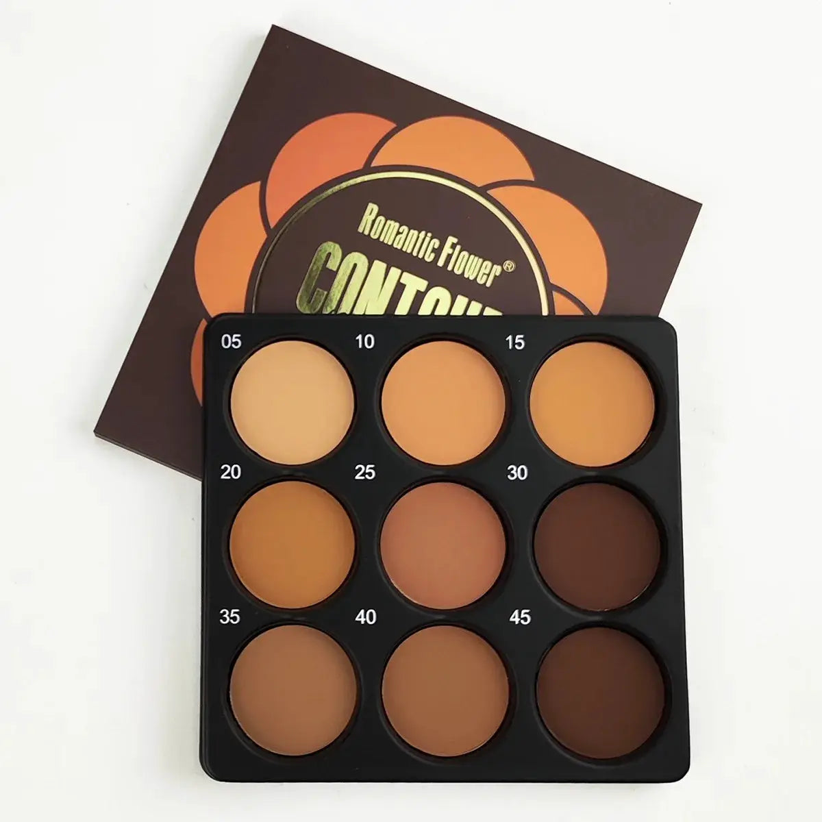 NovaGlo 9 Color Dark Bronze Foundation Palette For Oil Control Matte Finish With Delicate Glitter Contouring Concealer