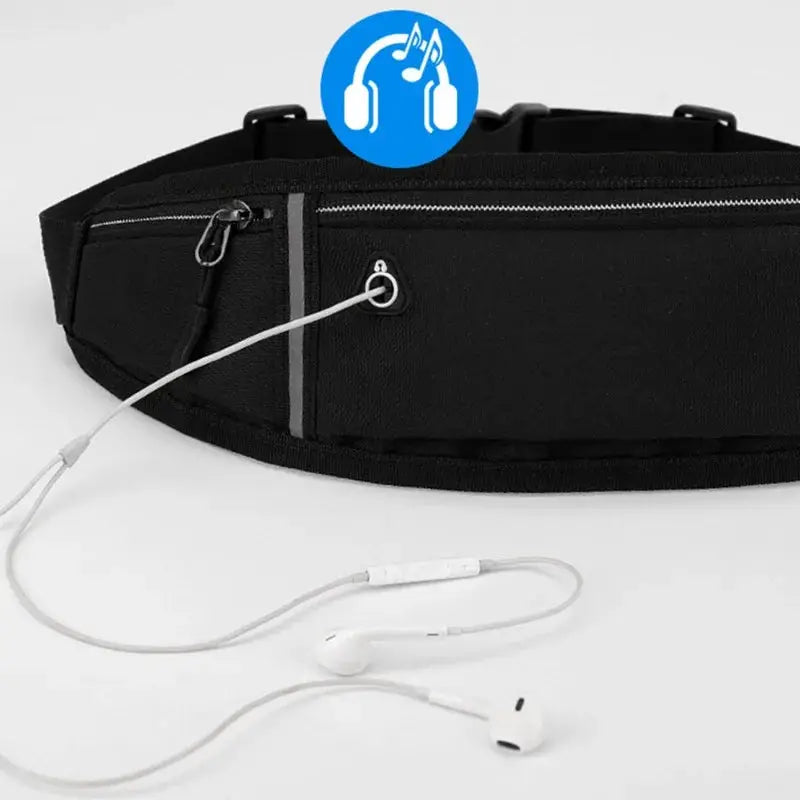 Fanny pack waist bag for women and men, black, adjustable strap, front zip pocket, lightweight waterproof phone pouch.