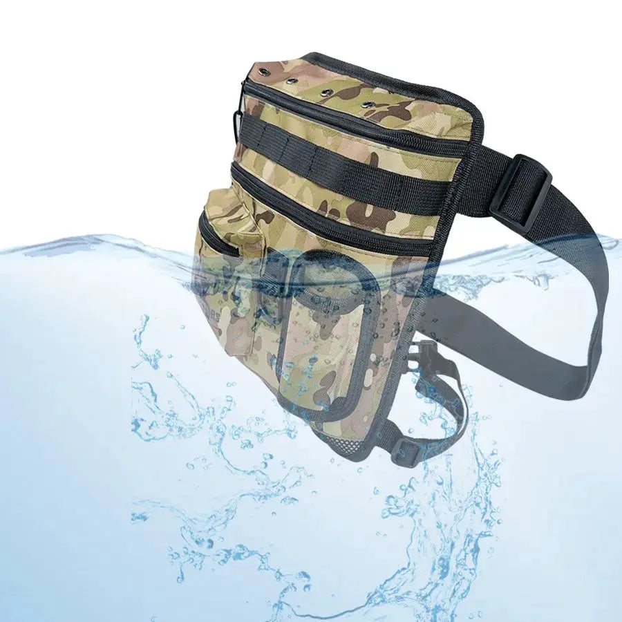 Metal detector bag camouflage with multiple pockets and adjustable waist strap for field use Simples Market
