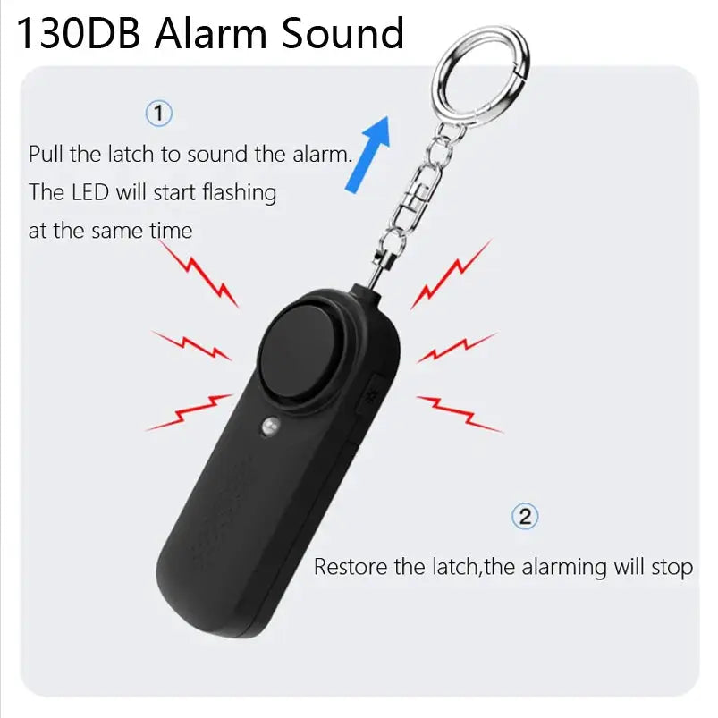 Simples Market 130dB Protect Alert personal defense siren with black keychain panic alarm