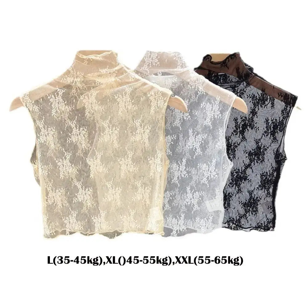 Detachable Lace Floral Fake Collar For Women Gauzy False Collar All Match Slim Lace Tank Top Accessory