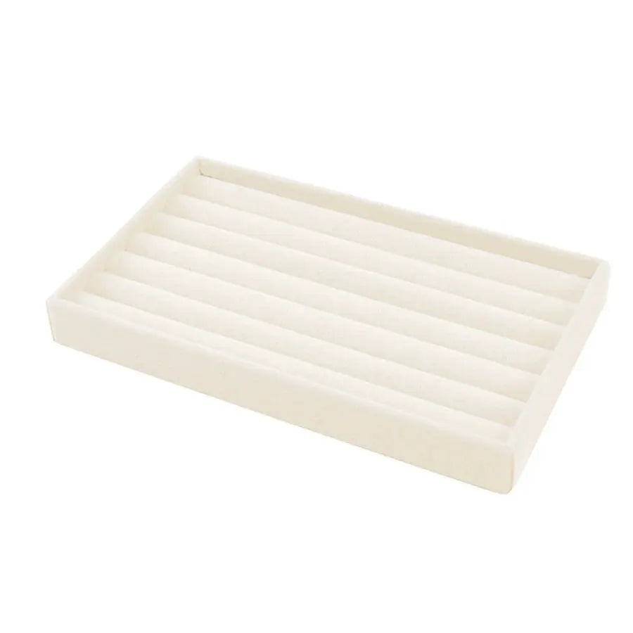 1 Piece Flocking Jewelry Box And Tray Beige Necklace Jewelry Organizer Gift Box 21.3 x 12.5 x 2.5 cm