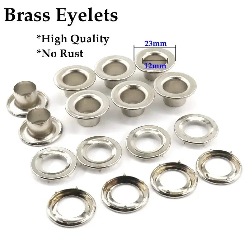 Brass eyelets set of metal grommets (23mm outer, 12mm inner)