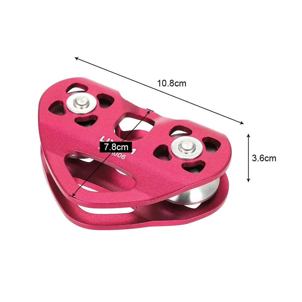 Lixada 30kN cable trolley pulley with ball bearing, pink aluminum climbing pulley by Simples Market
