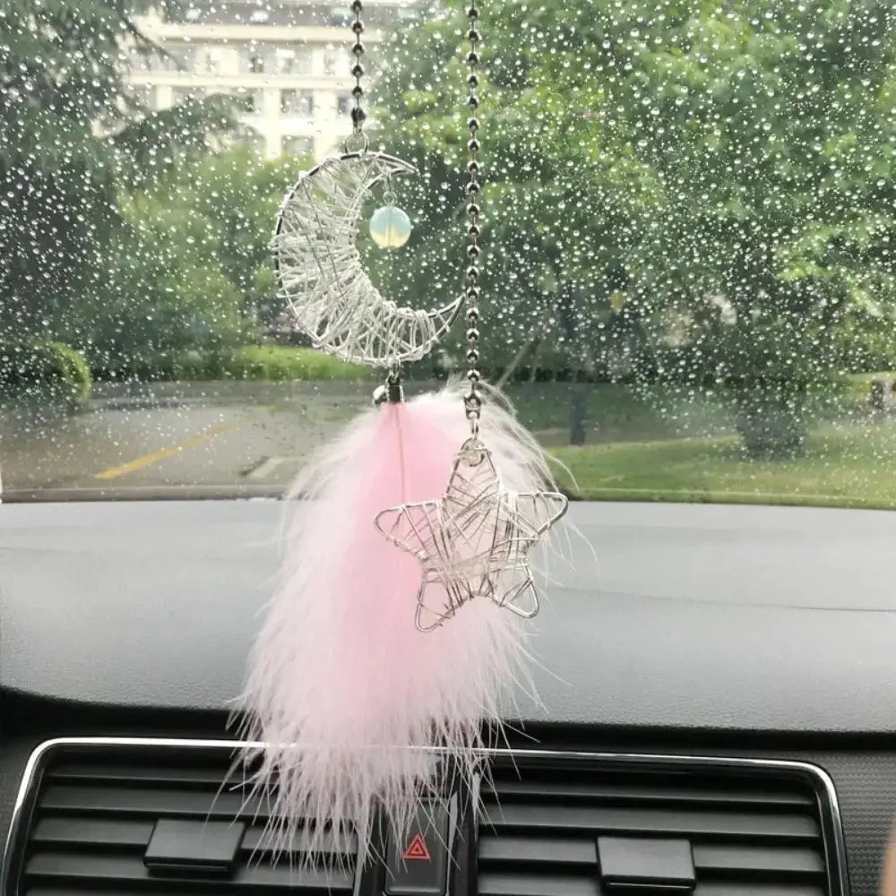 Feather Mirror Car Pendant For Girls Lucky Dream Catcher Ornament Car Interior Decor Hanging Charm - Simples Market