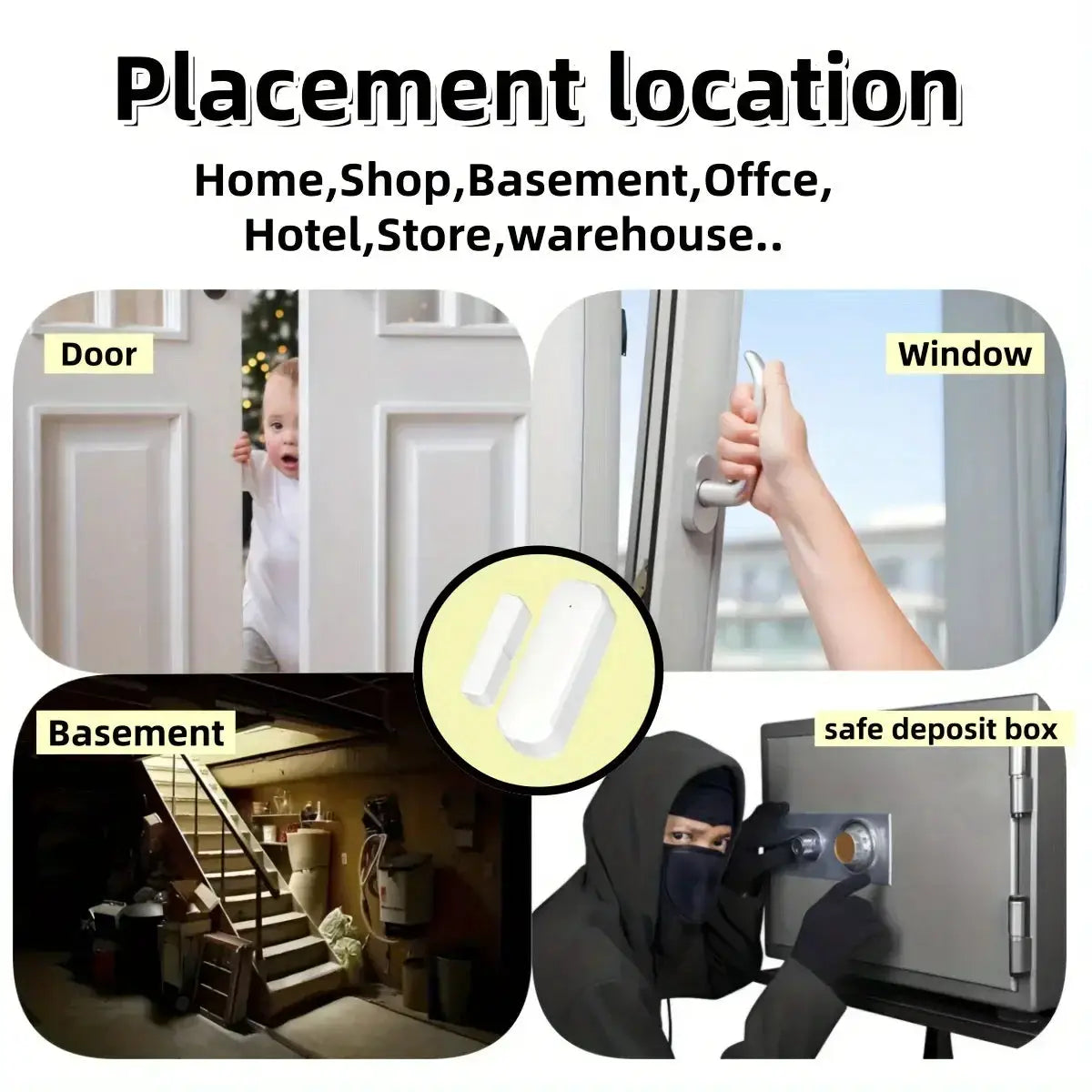 Simples Market Zigbee door and window contact sensor set of 2 for smart home security; works with Tuya Smart Life