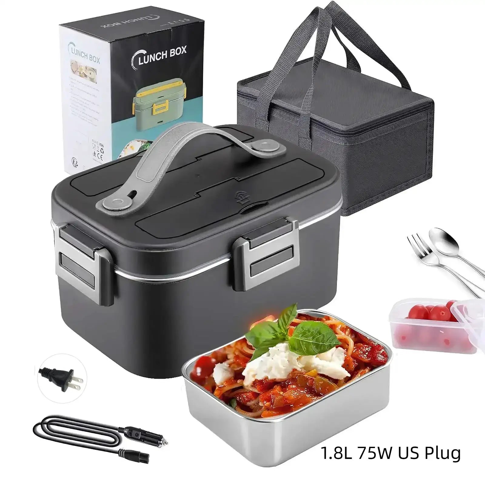 Homefish 1.8L Electric Lunch Box 75W Fast Heating Car And AC Heating Travel Office Home Use Gift With Insulated Handbag