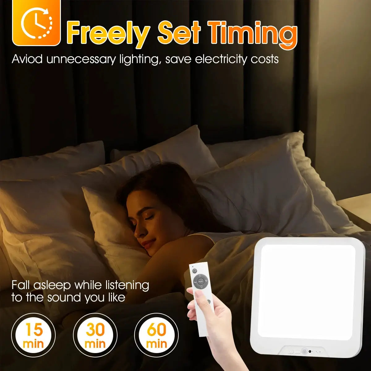 Rechargeable motion-sensor ceiling light with remote, 3 color temperatures, timer, Simples Market indoor LED