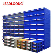 LEADLOONG F1 desktop storage drawer set; blue four-piece modular cabinet with stackable small drawers for hardware parts