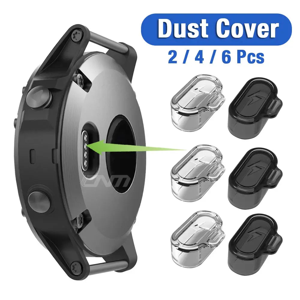 Simples Market Garmin charging port dustproof plug covers; TPU clear/black caps for Forerunner 955/945/255 and Fenix 7