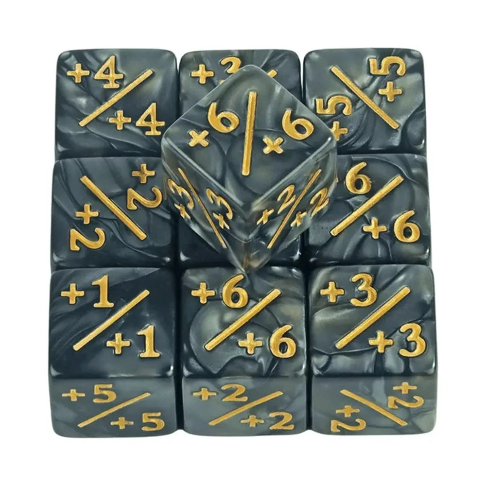 Ten Piece D6 Dice Counters Set With Plus One And Minus One Marks For Math Teaching And Card Game Accessories