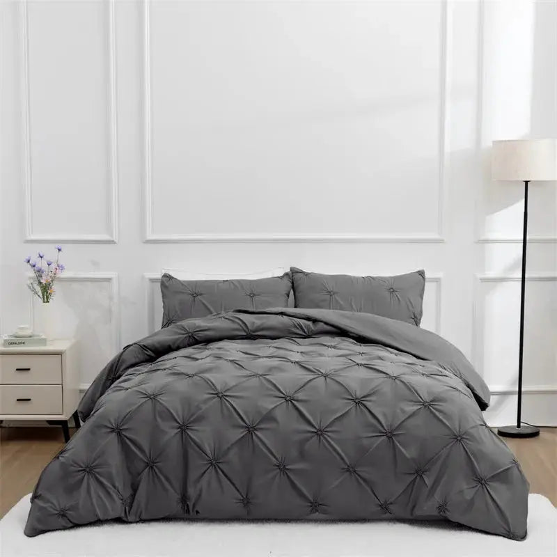 Queen 3-piece gray bed-in-a-bag duvet cover set with two pillowcases by Simples Market