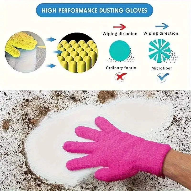1pc Simples Market microfiber dusting gloves, pink, stretchable and breathable non-waterproof cleaning gloves