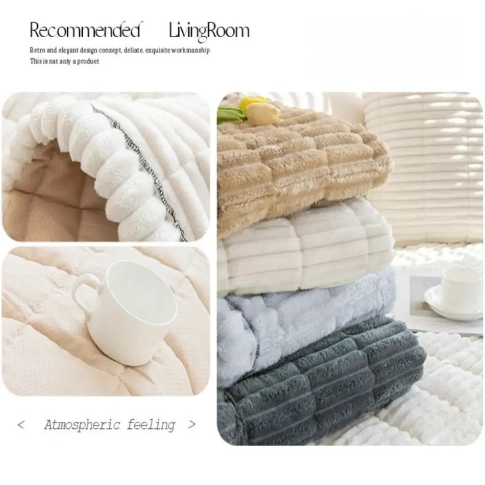 Simples Market 6-piece set of thick quilted flannel sofa pads in beige, white, tan, light blue, gray, charcoal