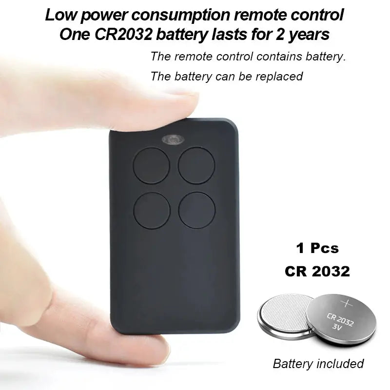 Simples Market universal garage door remote, black four-button handheld, CR2032 battery included