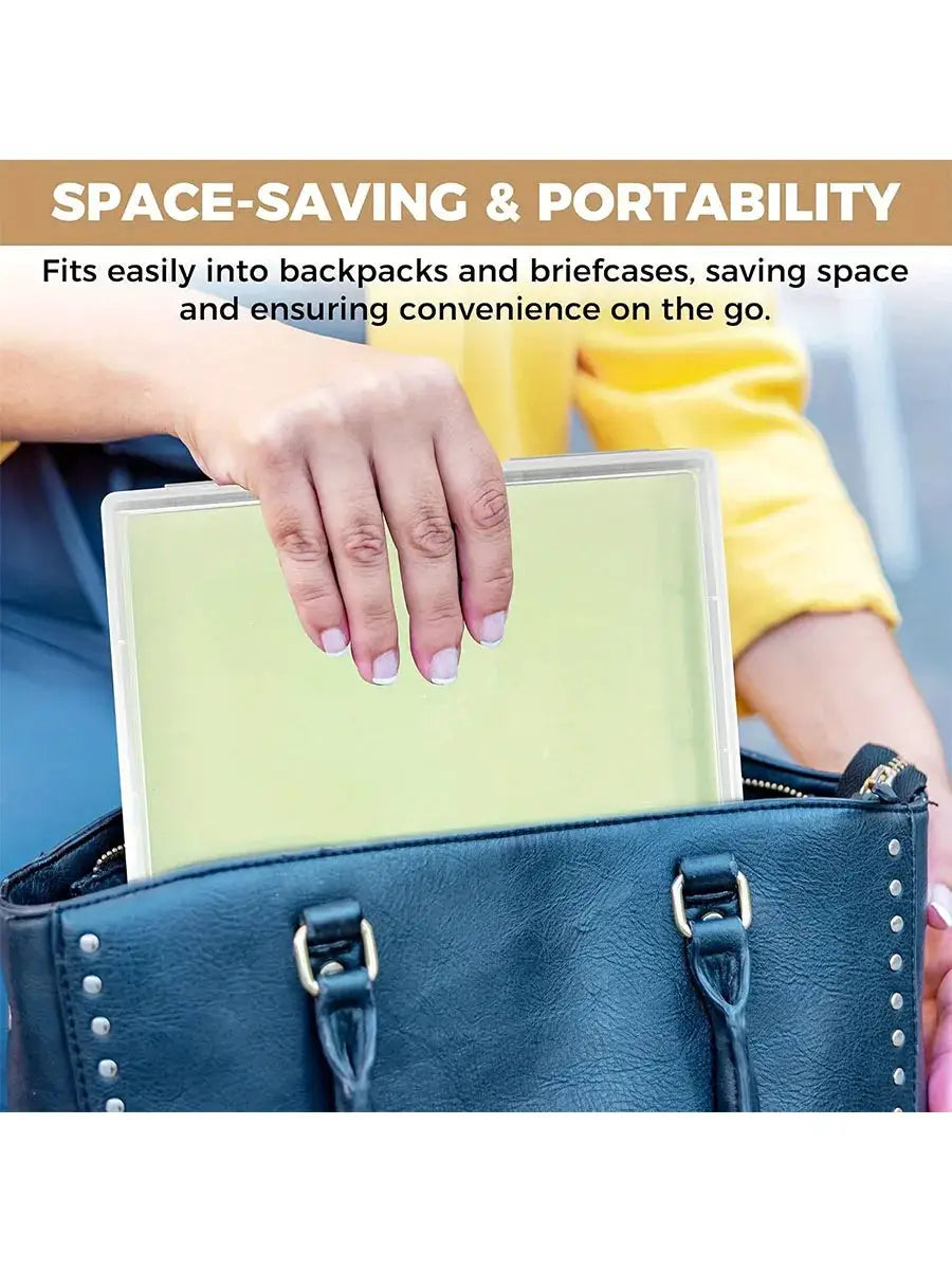 A4 plastic storage container with lid, pale green and portable for home or office organization