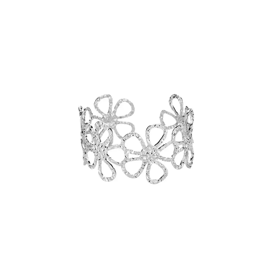 Exquisite Classic Bump Pattern Open Bangle Cuff Bracelet For Women Gold Color Stainless Steel Hand Ornament Gift
