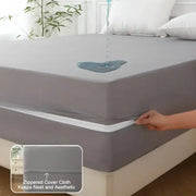 Mattress protector by Simples Market, gray 6-sided waterproof with zipper