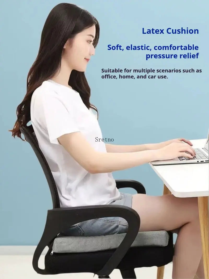 SRETNO natural latex chair cushion for office chair, gray seat pad on a black chair