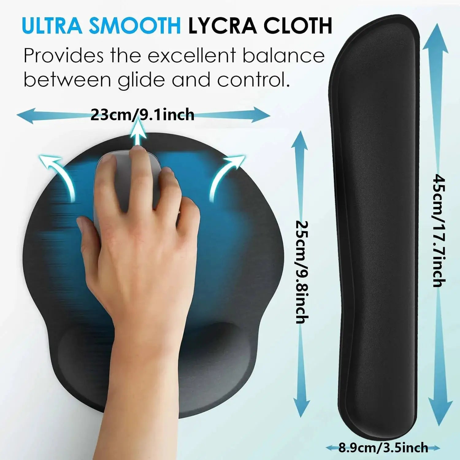 2 Piece Keyboard And Mouse Pad Wrist Rest Set With Silky Gel Memory Foam For Comfortable Ergonomic Keyboard And Mouse