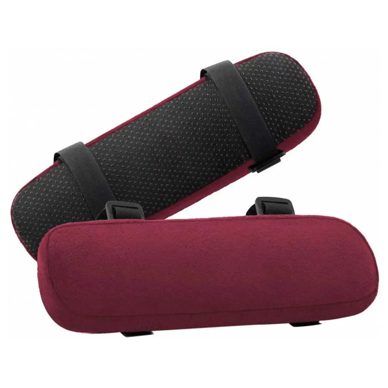 2-pack burgundy memory-foam chair armrest cushions with adjustable straps