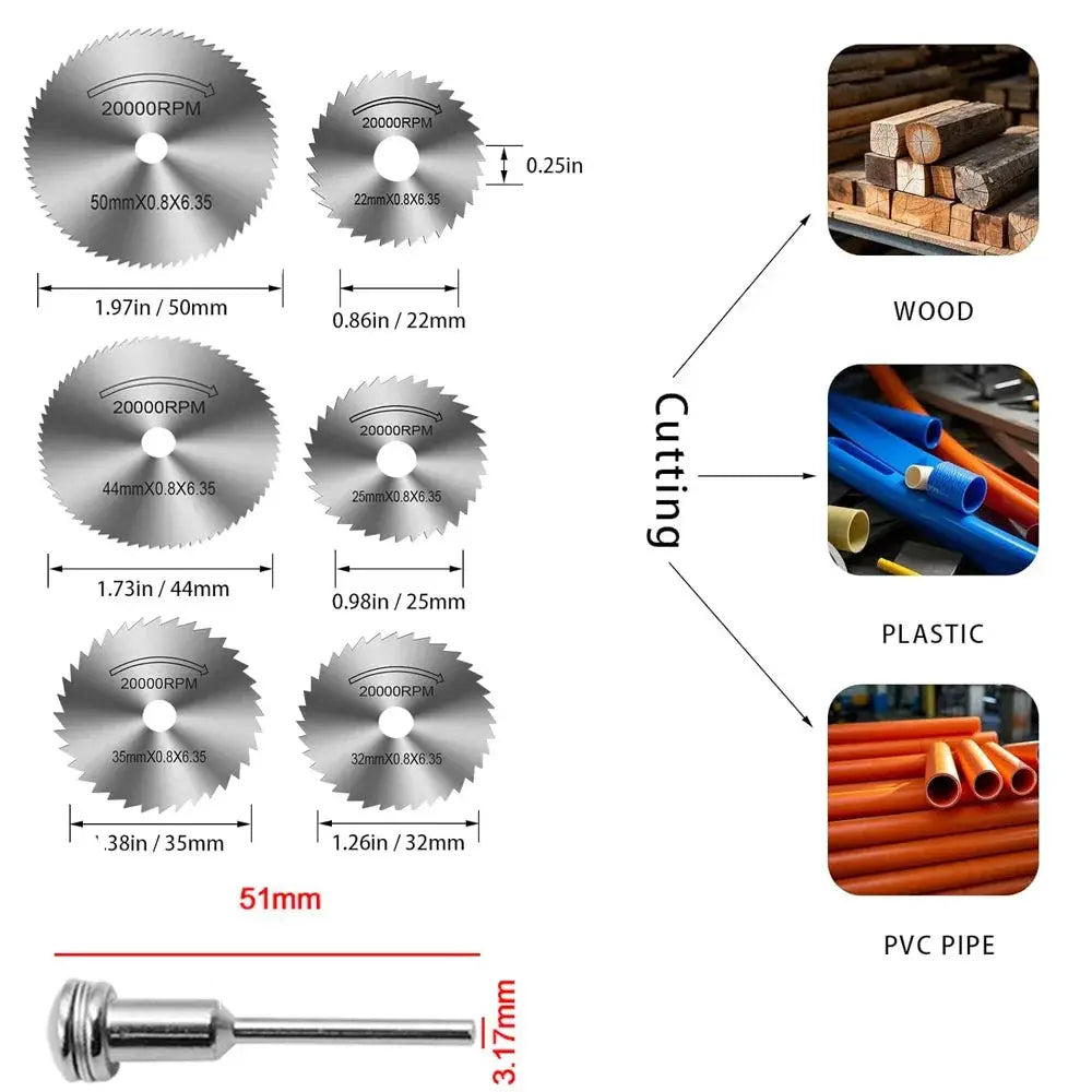 31Pc HSS Cutting Discs Set For Circular Saw And Mini Drill Rotary Tool Multi Size Blades For Cutting Metal Wood Stone PVC