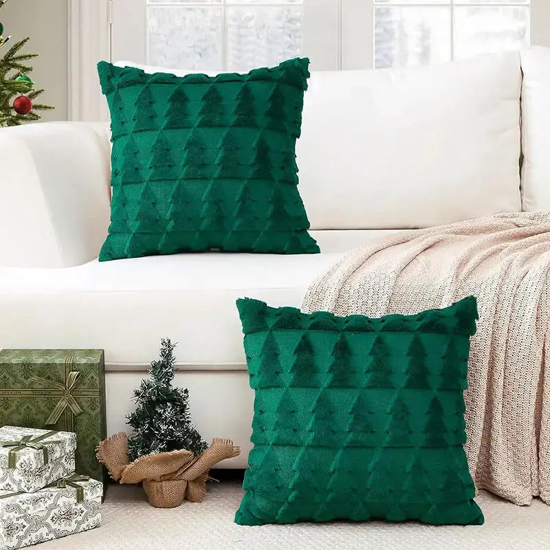 Pillow covers set of 2 in green quilted Christmas style for couch by Simples Market