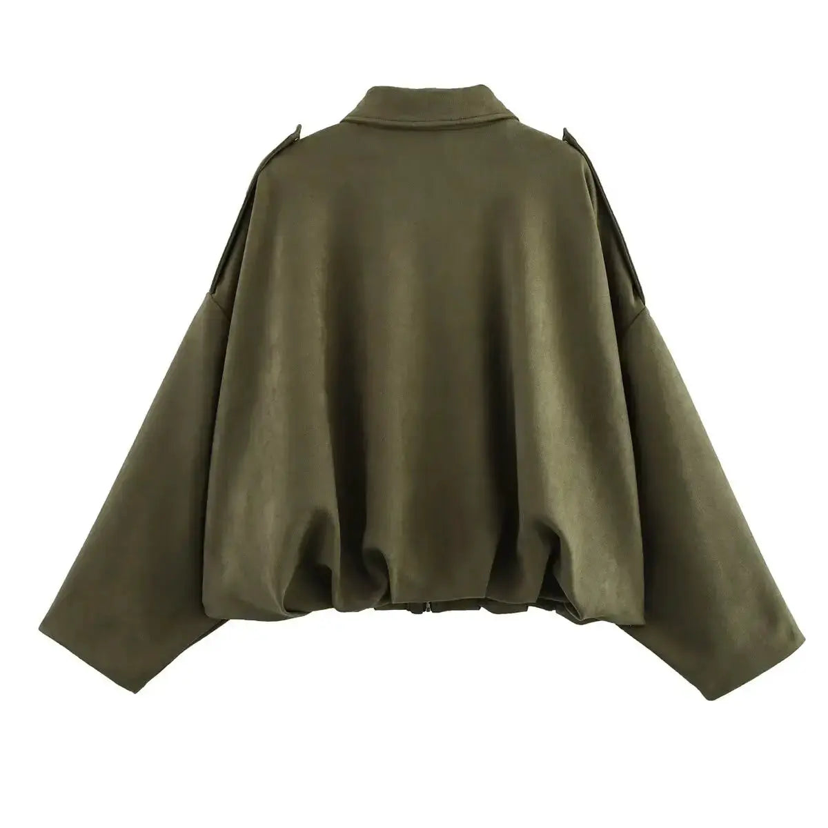 Duoperi Womens 2025 Solid Bomber Jacket Lapel Collar Long Sleeves Casual Chic Elegance For Autumn Winter
