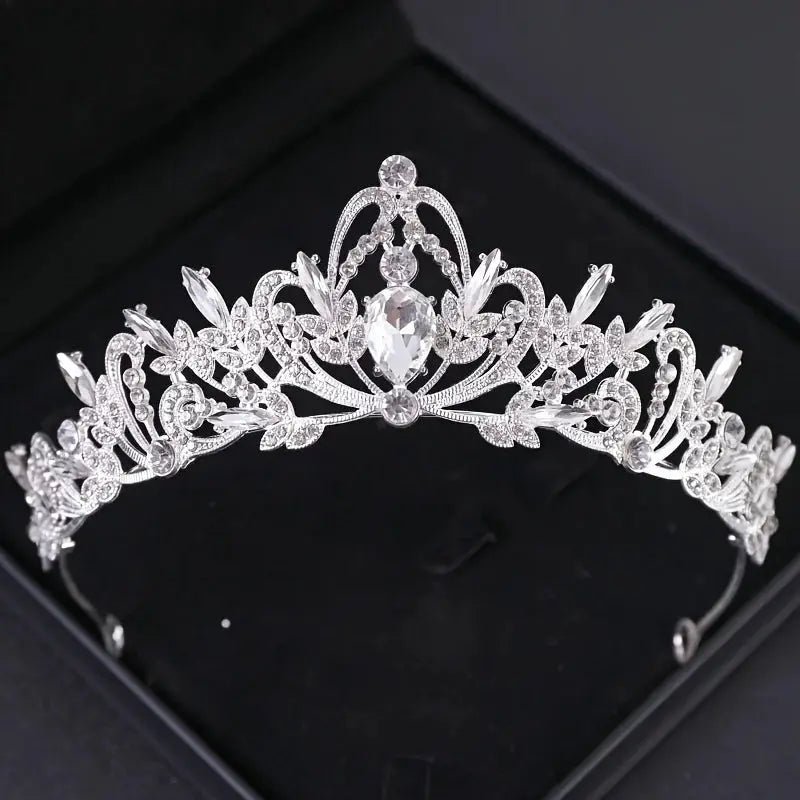 Purple Bridal Headwear Crystal Crown For Women Grand Party Tiara Wedding And Birthday Accessory