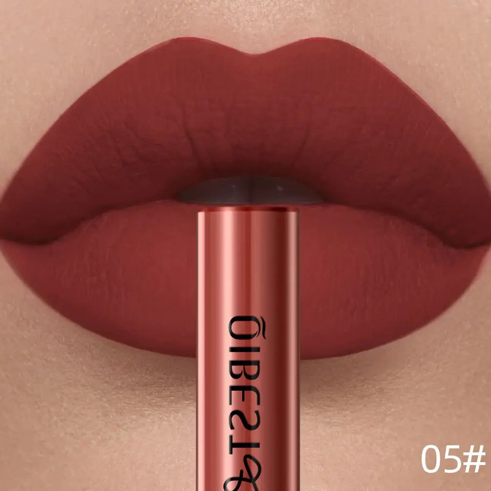 QIBEST Matte Liquid Lipstick Waterproof Long Lasting Velvet Lip Gloss Tint Tube Matte Nude Pigment Red Lipgloss Lips Makeup - Simples Market