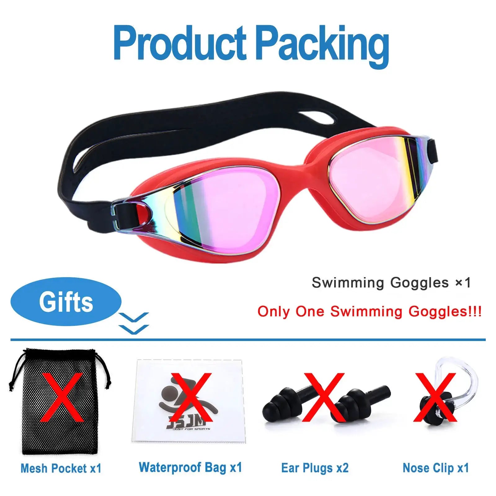 Unisex Adult Swimming Goggles Anti Fog Swim Glasses Adjustable Silicone Strap Waterproof Eyewear