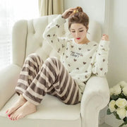 CozyNest Winter Thickened Coral Velvet Couple Pajama Set With Hooded Robe Ultra Warmth And Easy Care