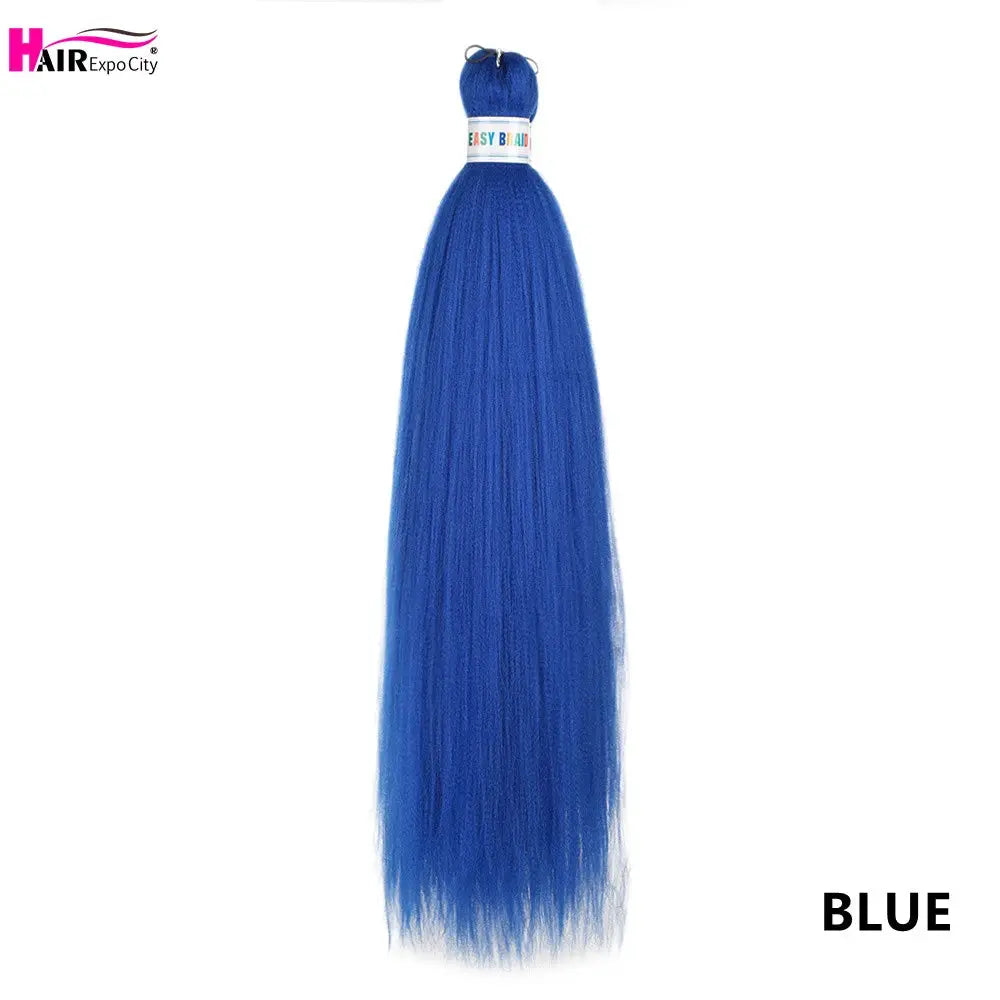 Easy Braids 26-Inch synthetic jumbo braids hair extensions in royal blue, pre-stretched.